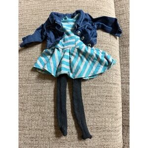 American Girl Dress with Denim Jacket, And Tights